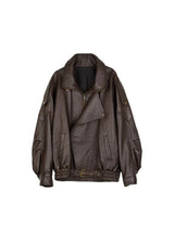 Selena | Women's Belted Oversized Leather Bomber Jacket