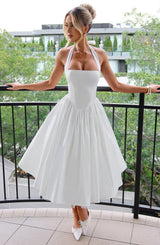 Alicia | Women's Wedding Guest Halter Midi Dress