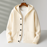 Preston | Men's Cream Hooded Cardigan