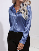 Ursula | Women's Button Down Long Sleeve Satin Blouse