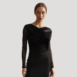 Ava | Women's Sheer Wrap Long-Sleeve Top