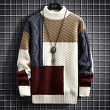 Ezra | Men's Patchwork Sweater with High Neck