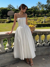 Evie | Women's Wedding Guest Corset Midi Dress