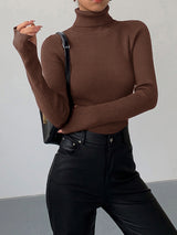 Mikayla | Women's Minimalist Slim Turtleneck Stretch Top