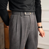 Travis | Men's High Waisted Pleated Straight Pants