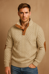 Joel | Men's Jacquard Knit Sweater Button Collar