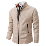 Charles | Men's Beige Zip Cardigan