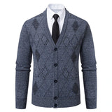 Roy | Men's Blue Printed Cardigan