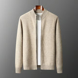 Elijah | Men's Beige Zip Cardigan