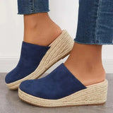 Malia | Women's Navy Blue Slip On Wedge Espadrilles