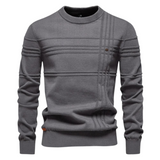 Aidan | Men's Gray Striped Knit Sweater