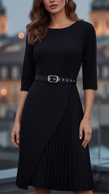Delaney | Women's Belted Long Sleeve Midi Dress