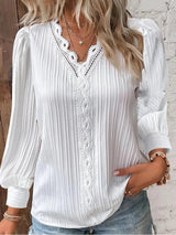 Karen | Women's V Neck Guipur Blouse