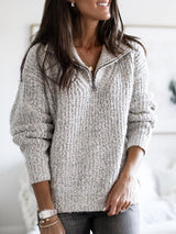 Makayla | Women's Zip-Up Ribbed Sweater