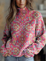 Carolyn | Women's High Neck Paisley Sweater