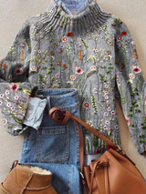 Nadine | Women's Gray High Neck Sweater