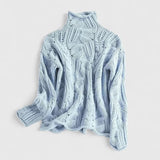 Denise | Women's High Neck Braided Sweater