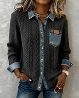 Erin | Women's Two Tone Cable Knit Shirt