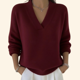 Alexandra | Women's Burgundy V Neck Sweater