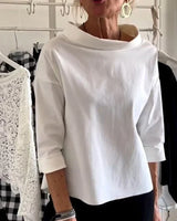 Lillian | Women's White Cowl Top