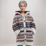 Mackenzie | Women's Fair Isle Hooded Knit Cardigan